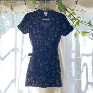 black collared button dress with waist tie